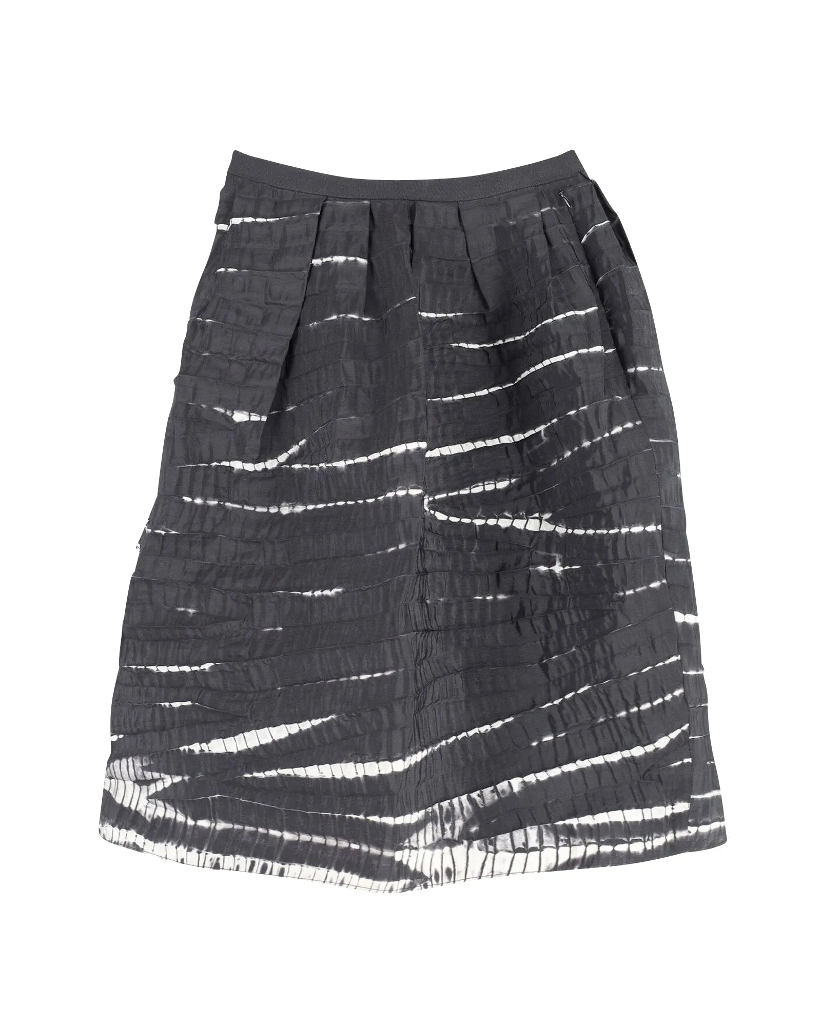 Oscar De La Renta Tie Dye Draped Skirt in Black Print Silk