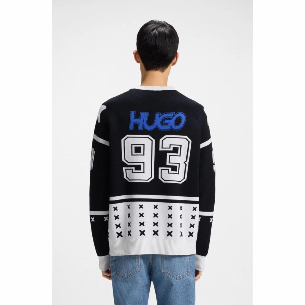 Oversize-fit sweater with ice-hockey-inspired artwork