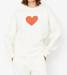 Oversized Heart Sweatshirt In Cream turtleneck sweaters sale