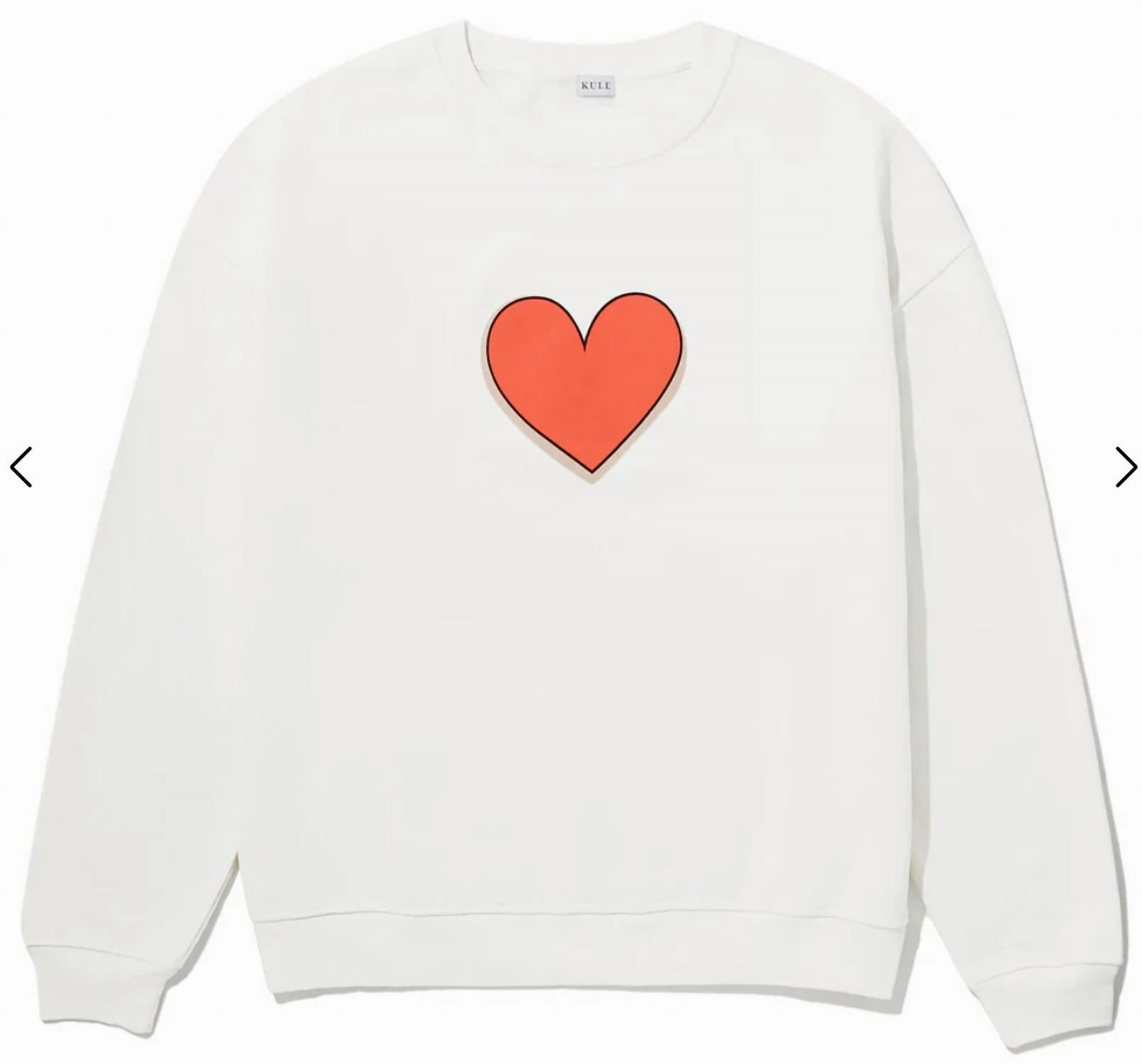Oversized Heart Sweatshirt In Cream