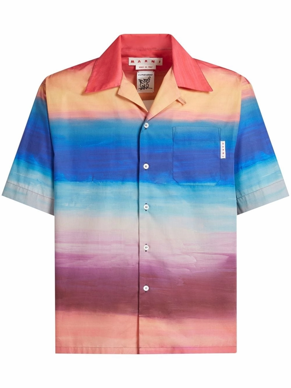 Painterly-Print Cotton Shirt mens polos clearance