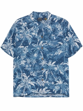 Palm Tree-Print Shirt mens polos clearance