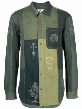Panelled Denim Shirt mens polos clearance