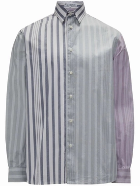 Panelled Stripe-Print Shirt mens polos clearance