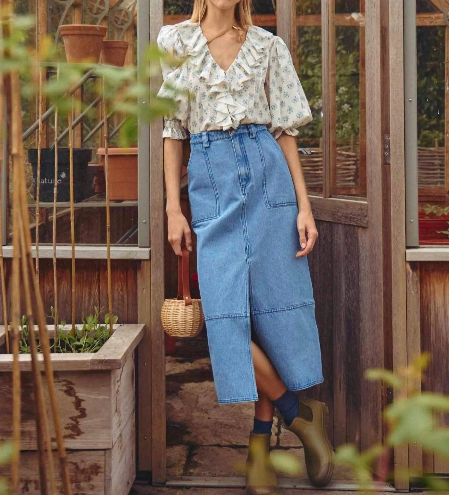 Parke Skirt In Blockely Denim