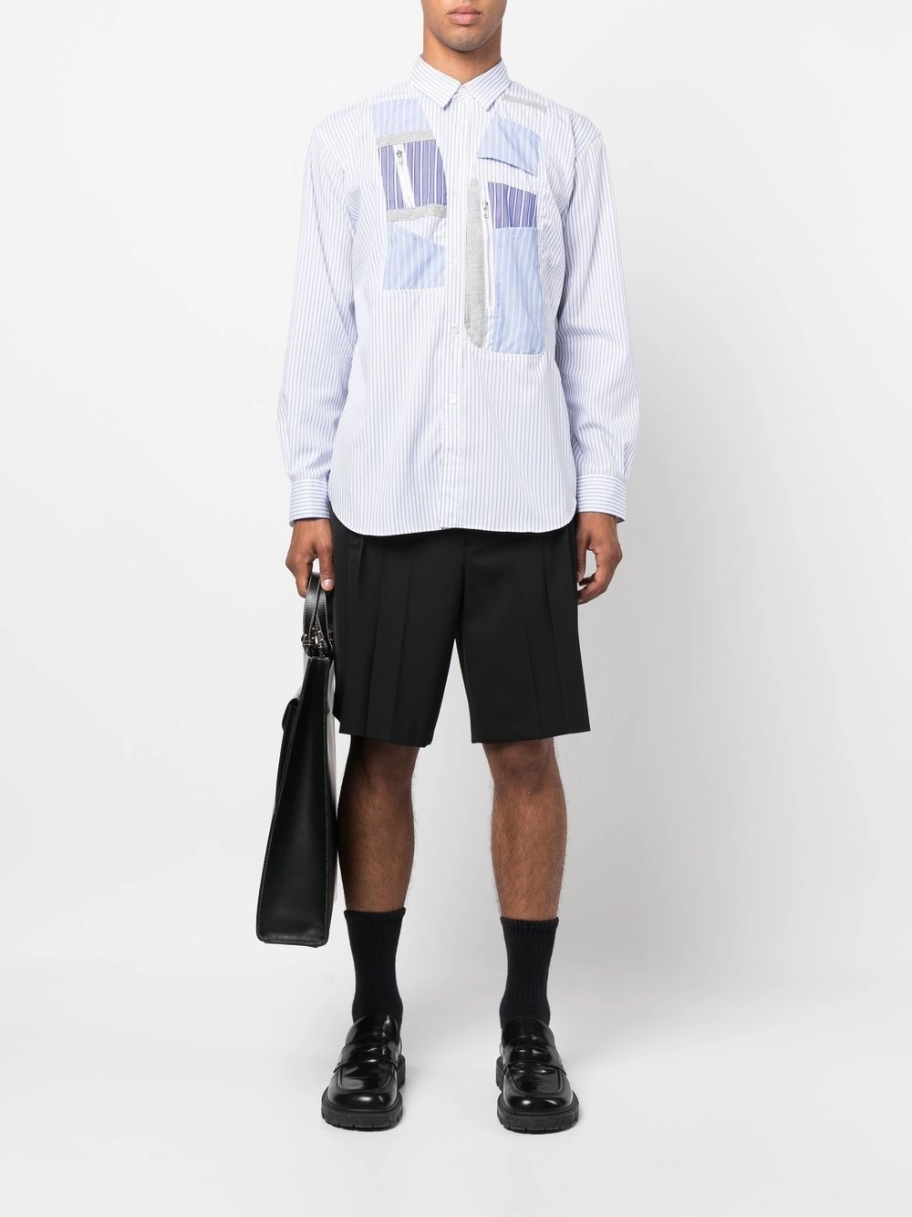 Patchwork-Panel Button-Up Shirt