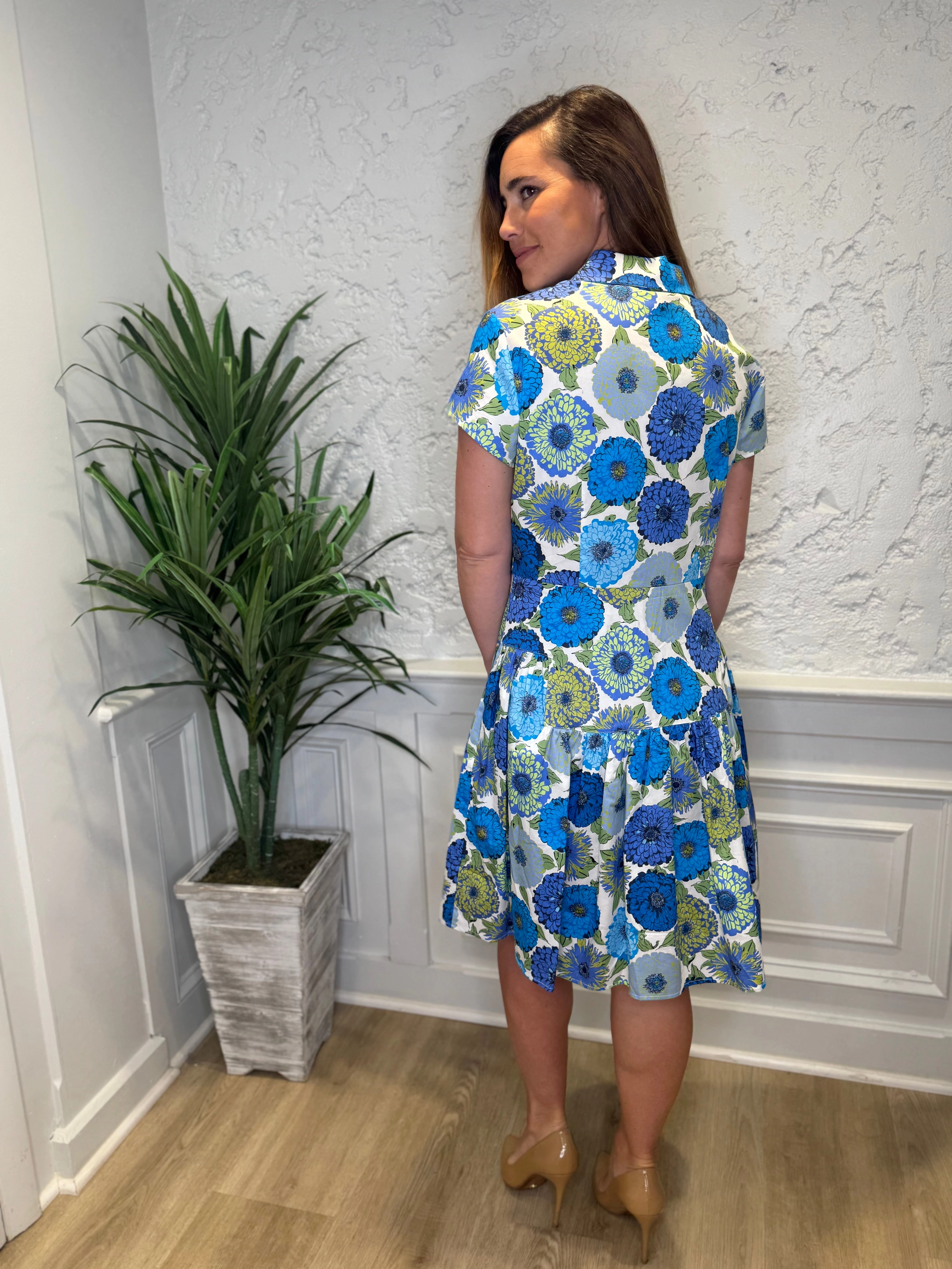 Patty Kim Collette Dress - Blue Zinnias