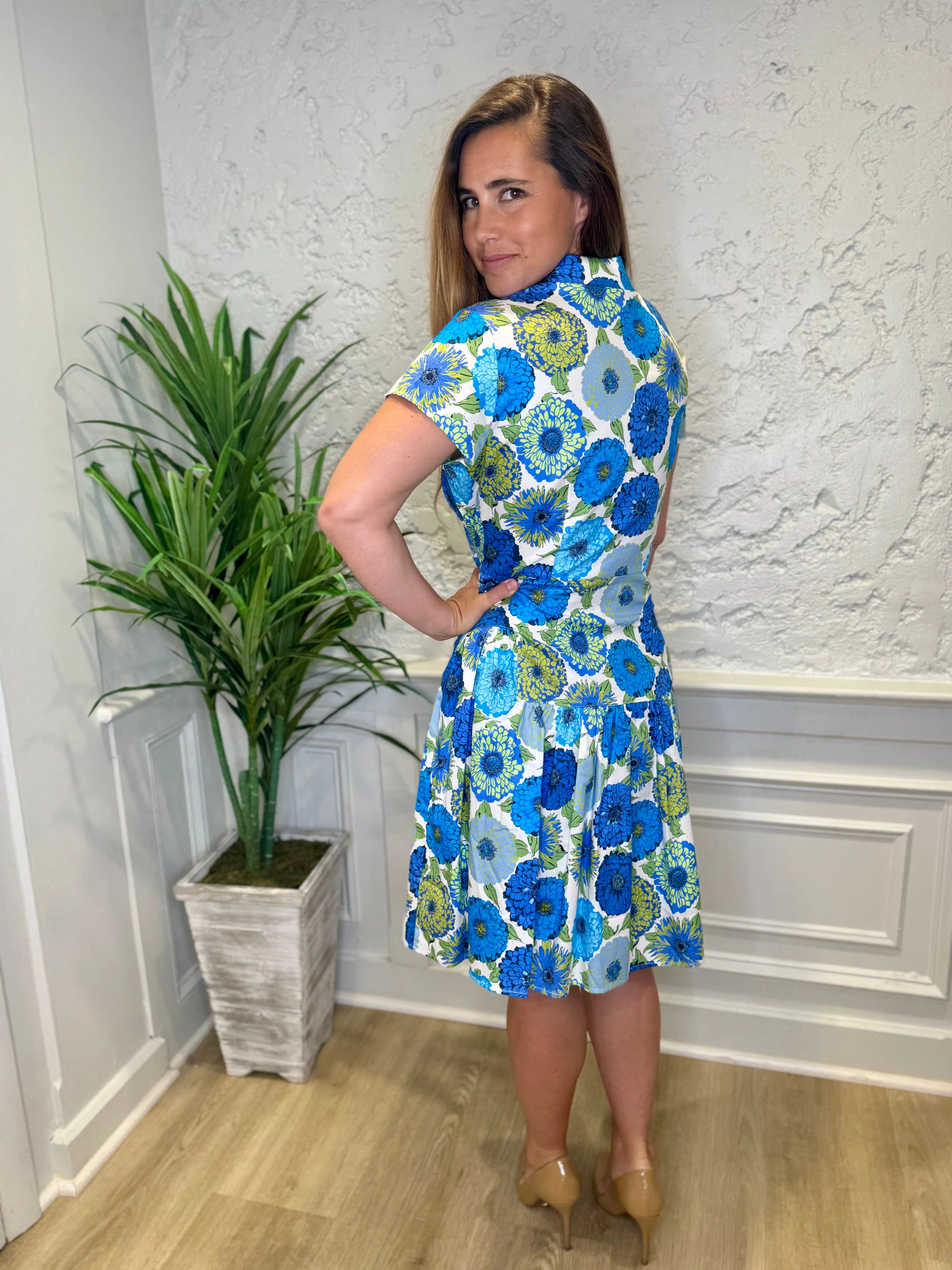 Patty Kim Collette Dress - Blue Zinnias