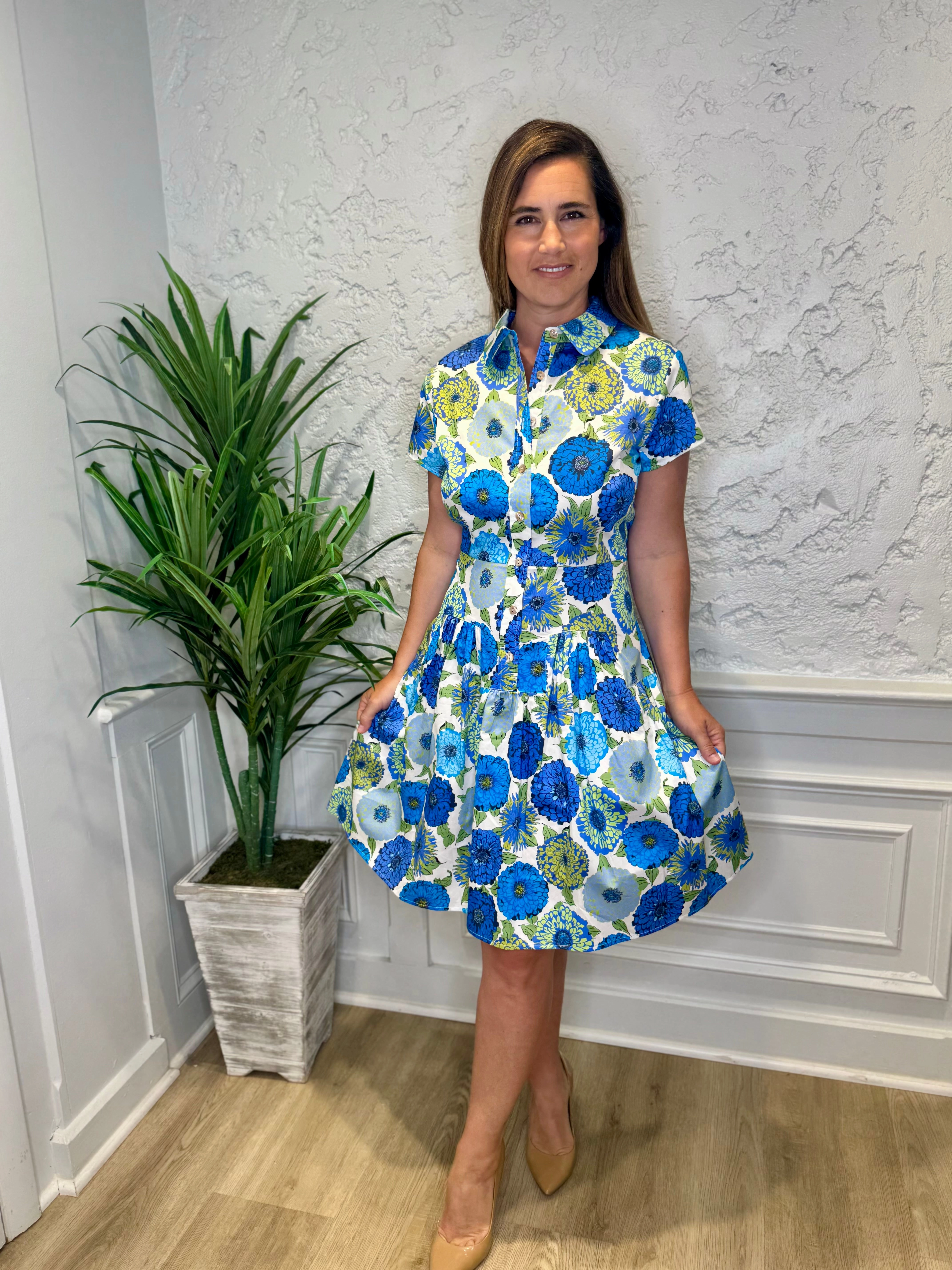 Patty Kim Collette Dress - Blue Zinnias