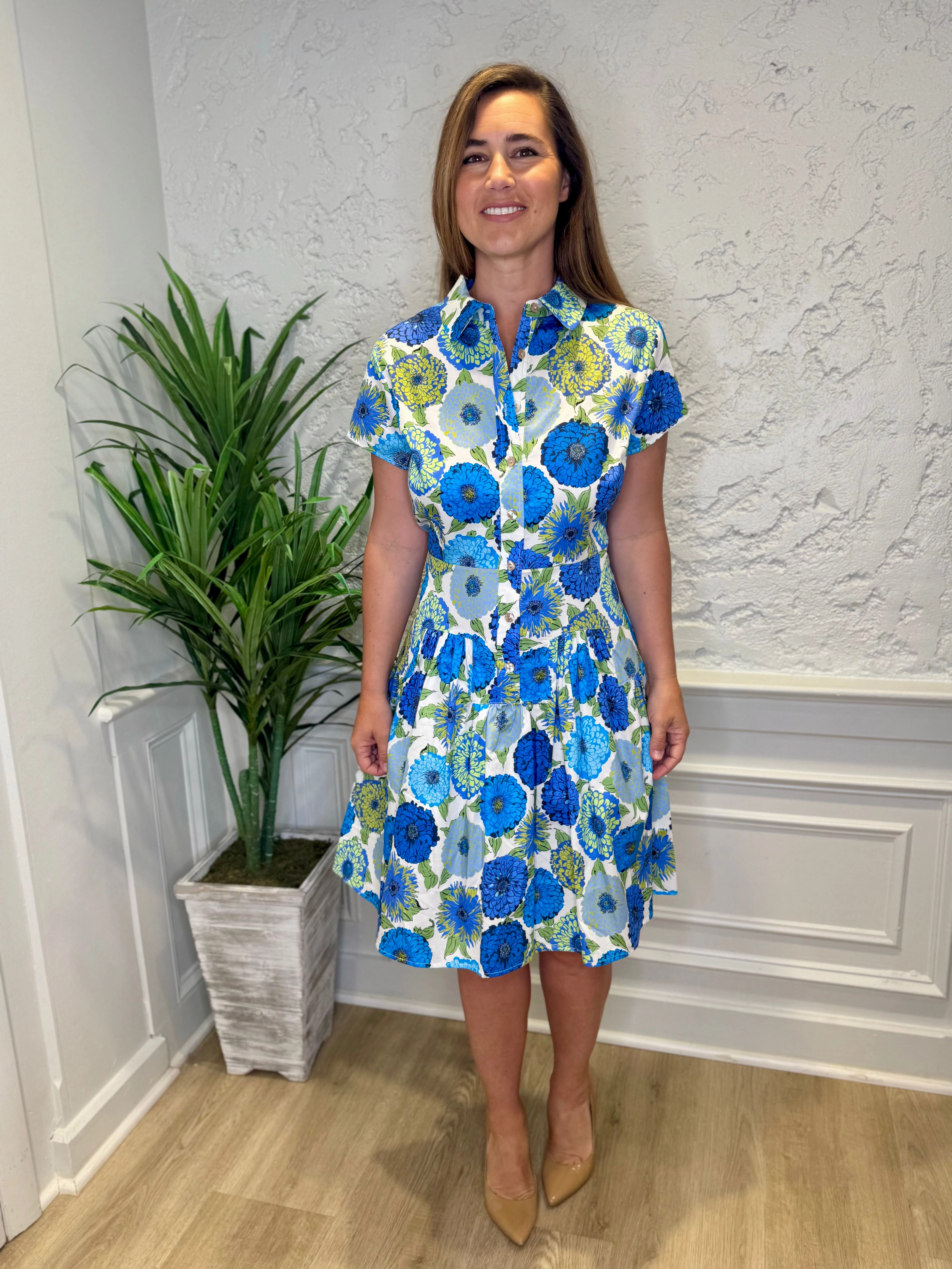 Patty Kim Collette Dress - Blue Zinnias