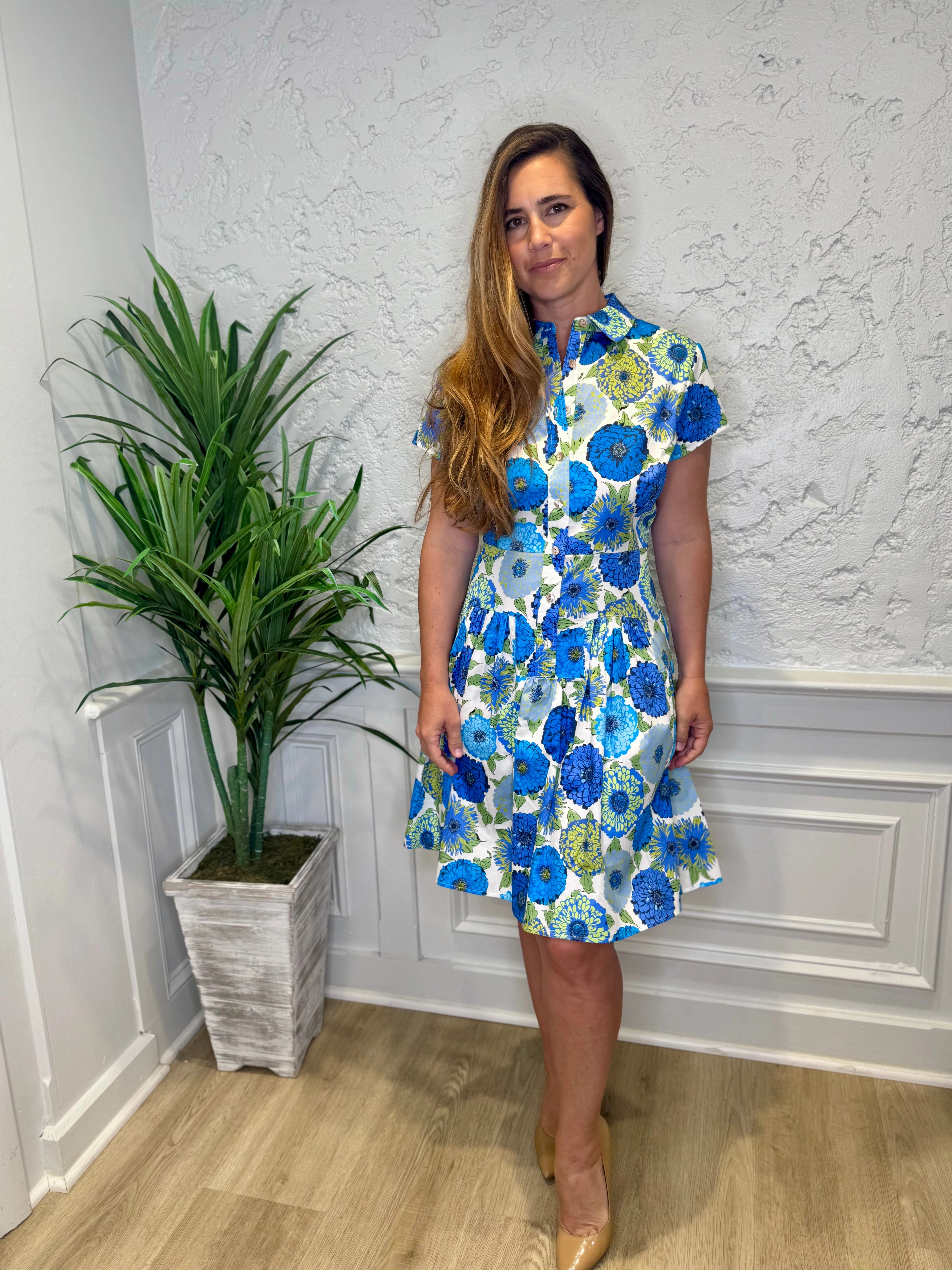 Patty Kim Collette Dress - Blue Zinnias