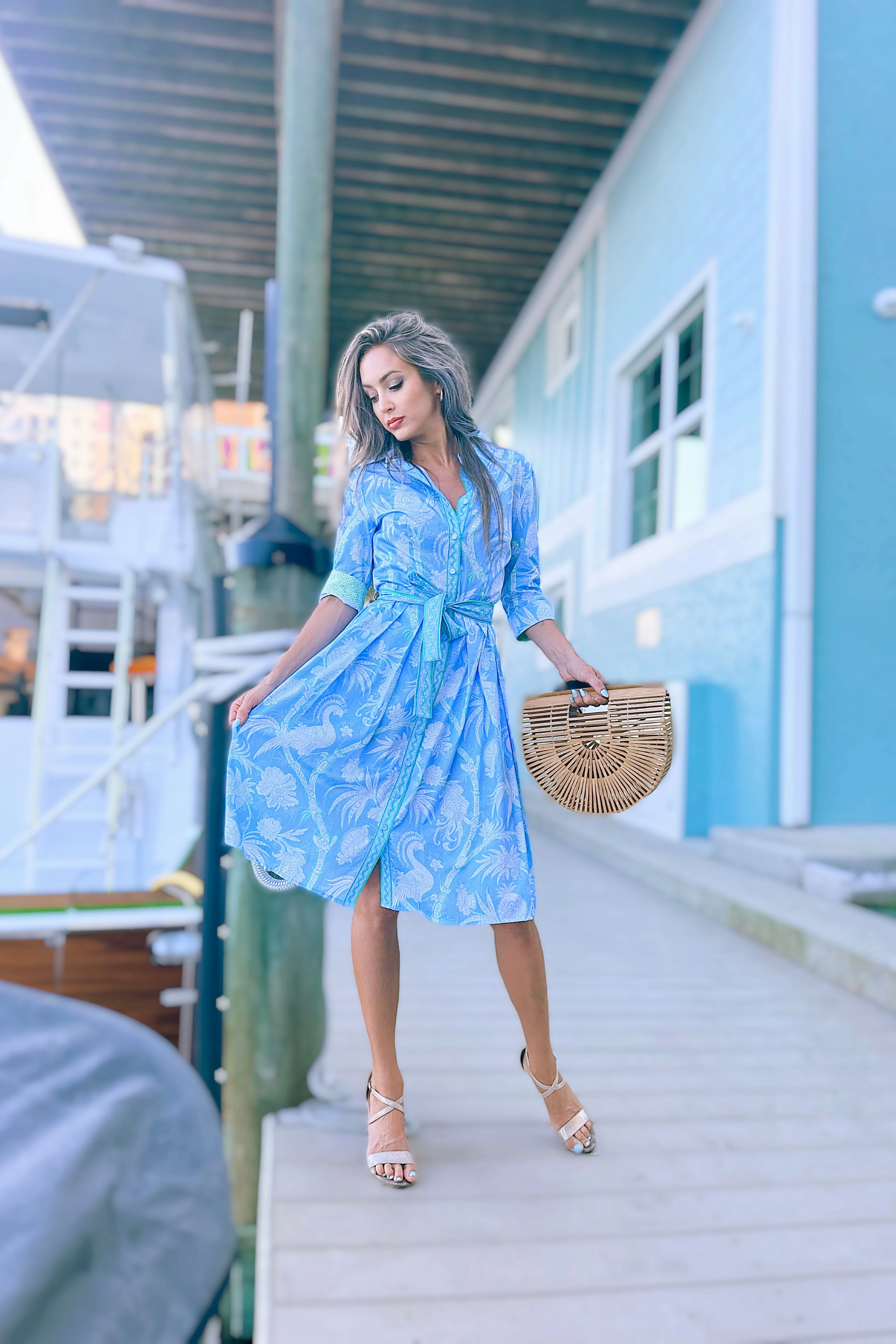 Patty Kim Kelly Dress - Sky Peacock Green