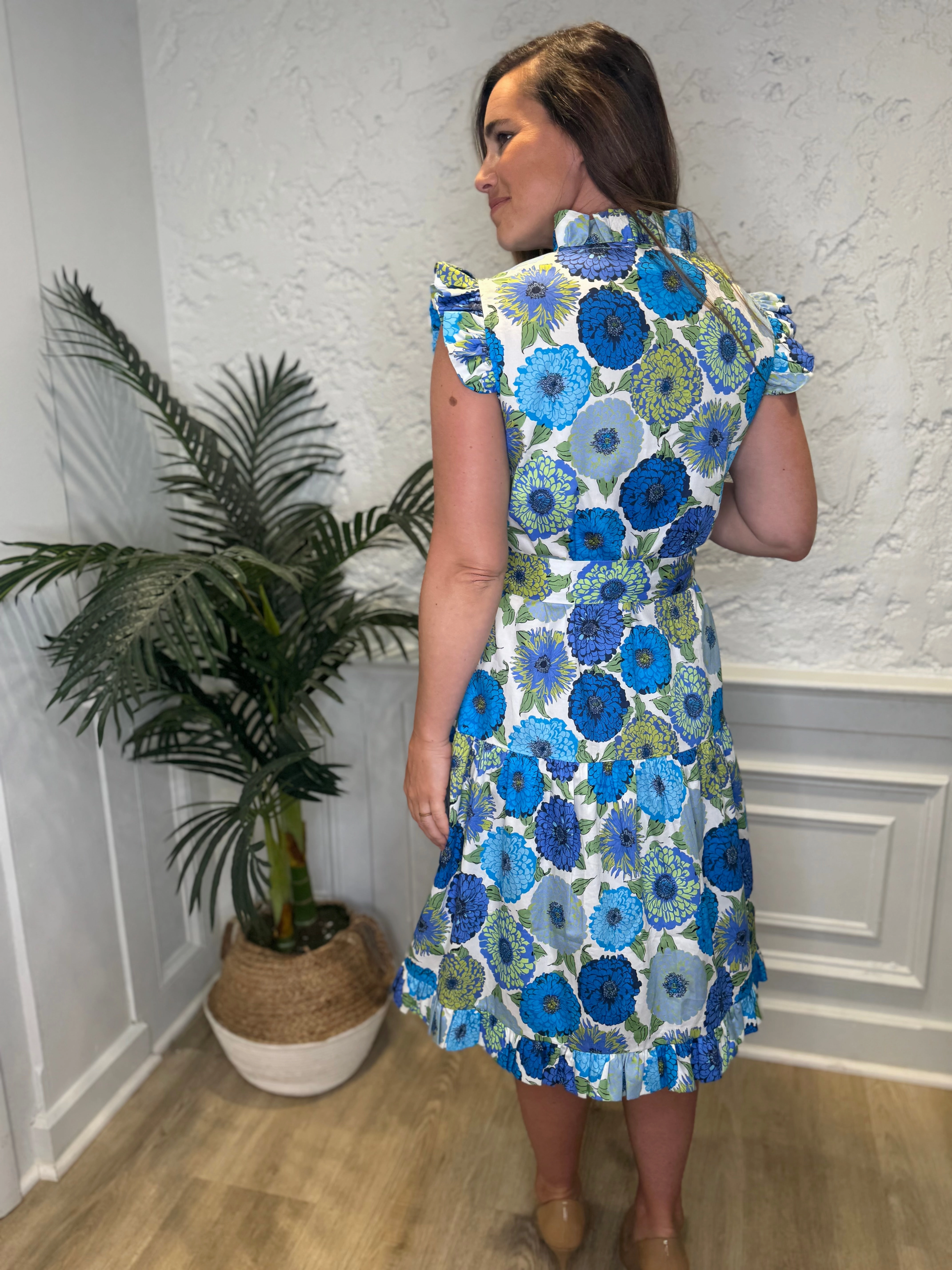 Patty Kim Megan Dress - Blue Zinnias