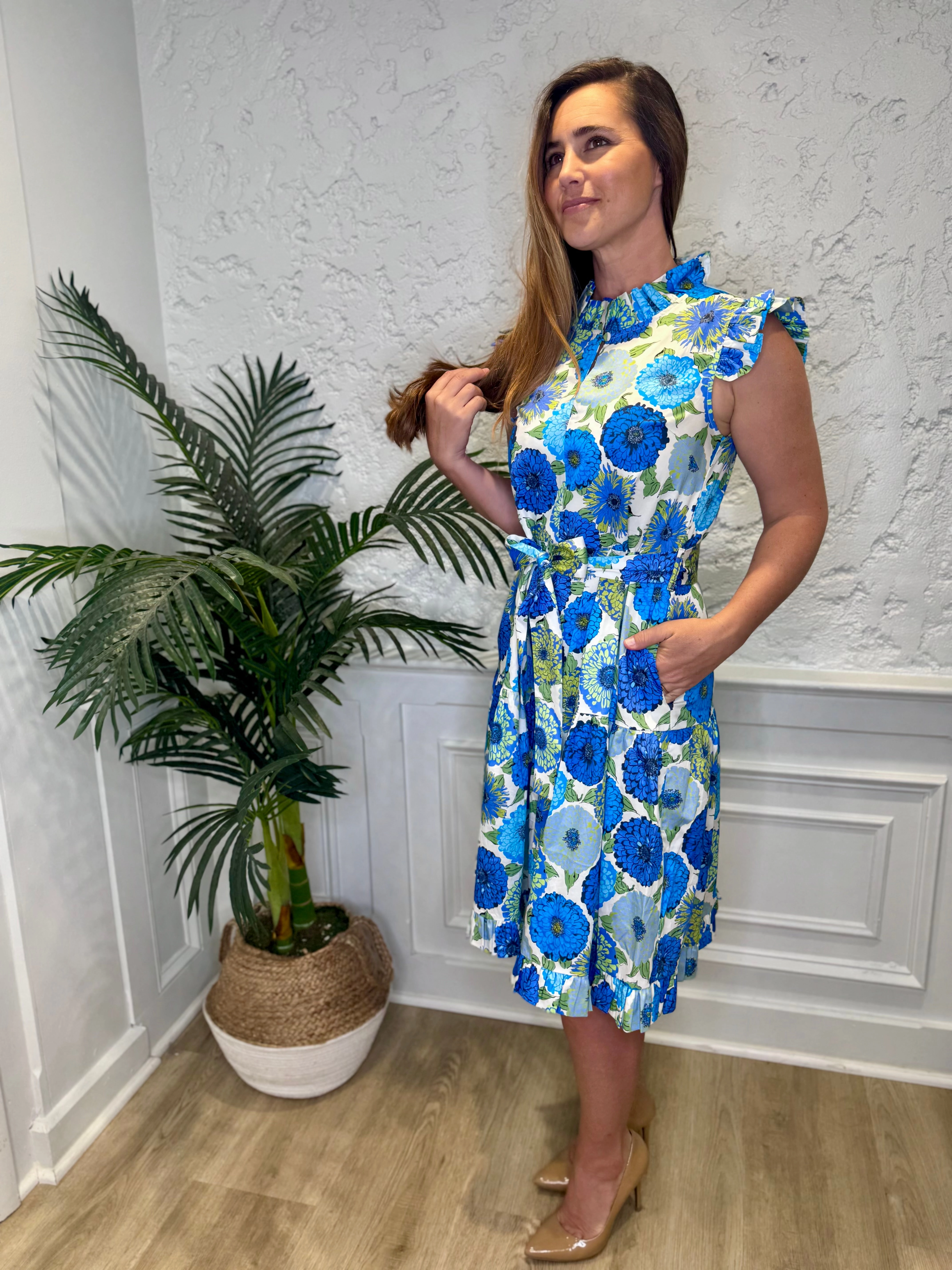 Patty Kim Megan Dress - Blue Zinnias