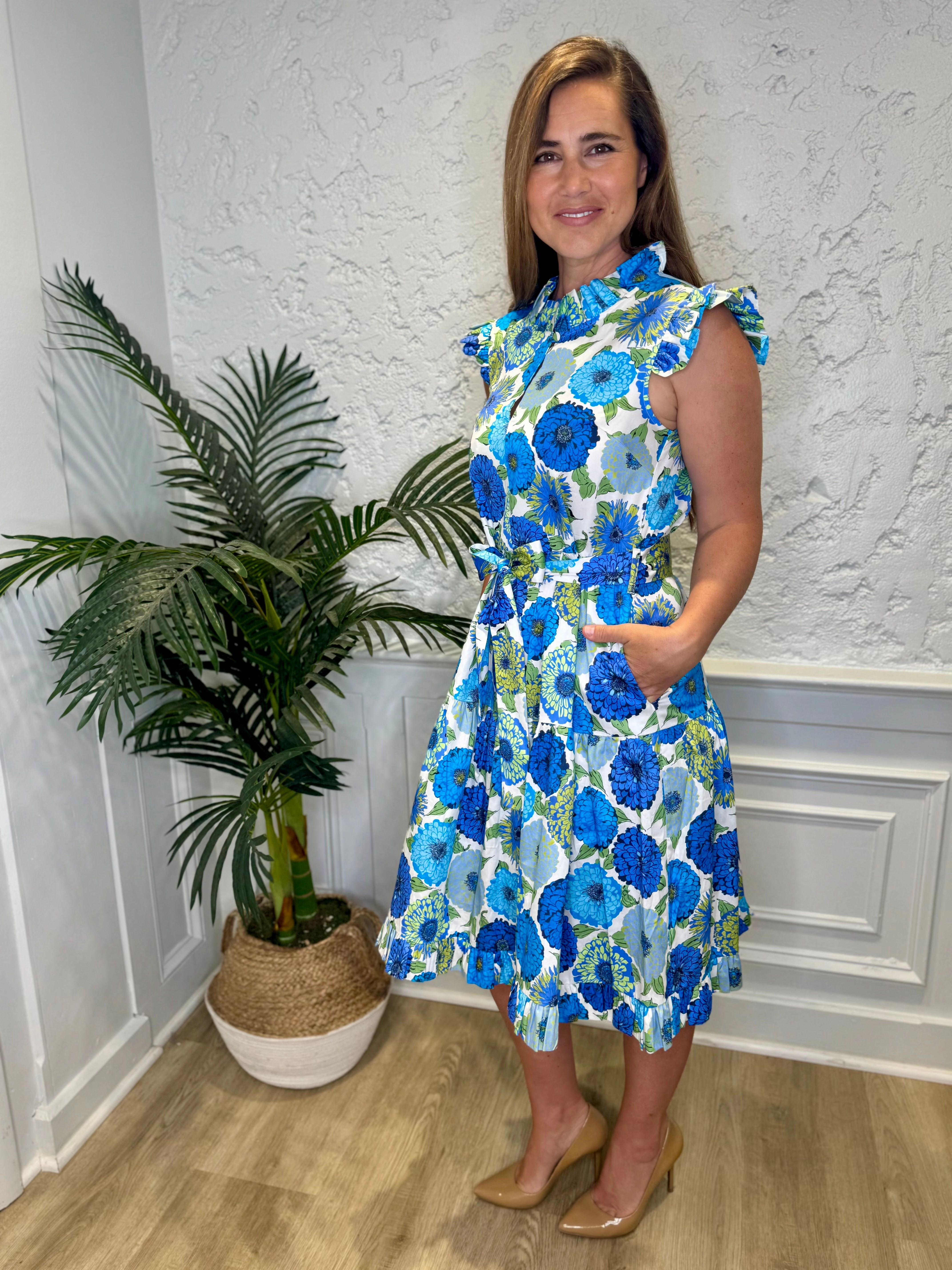 Patty Kim Megan Dress - Blue Zinnias