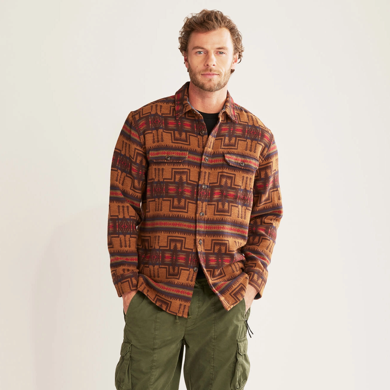 Pendleton Driftwood LS Shirt Harding Gold / Navy