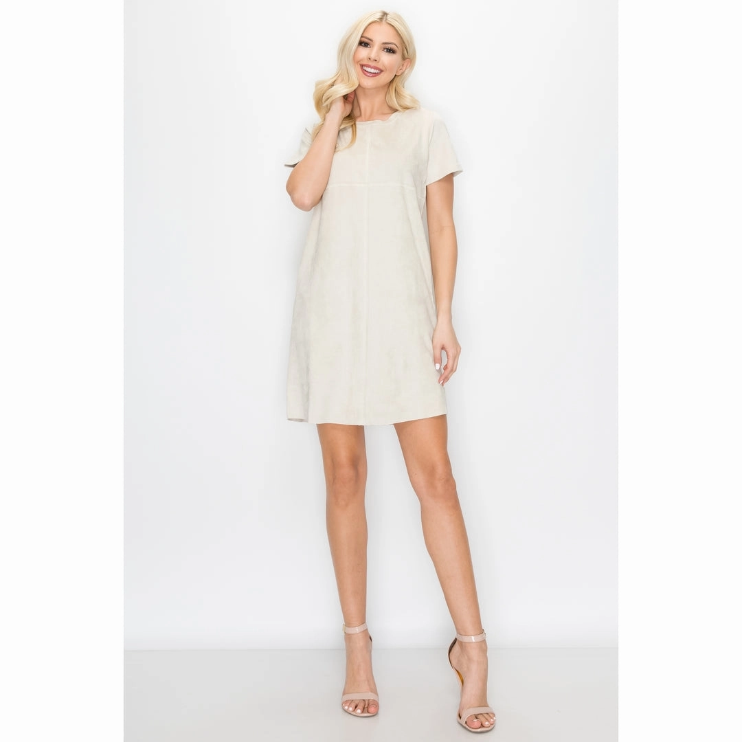 Phoenix Suede Tee Dress - Cream