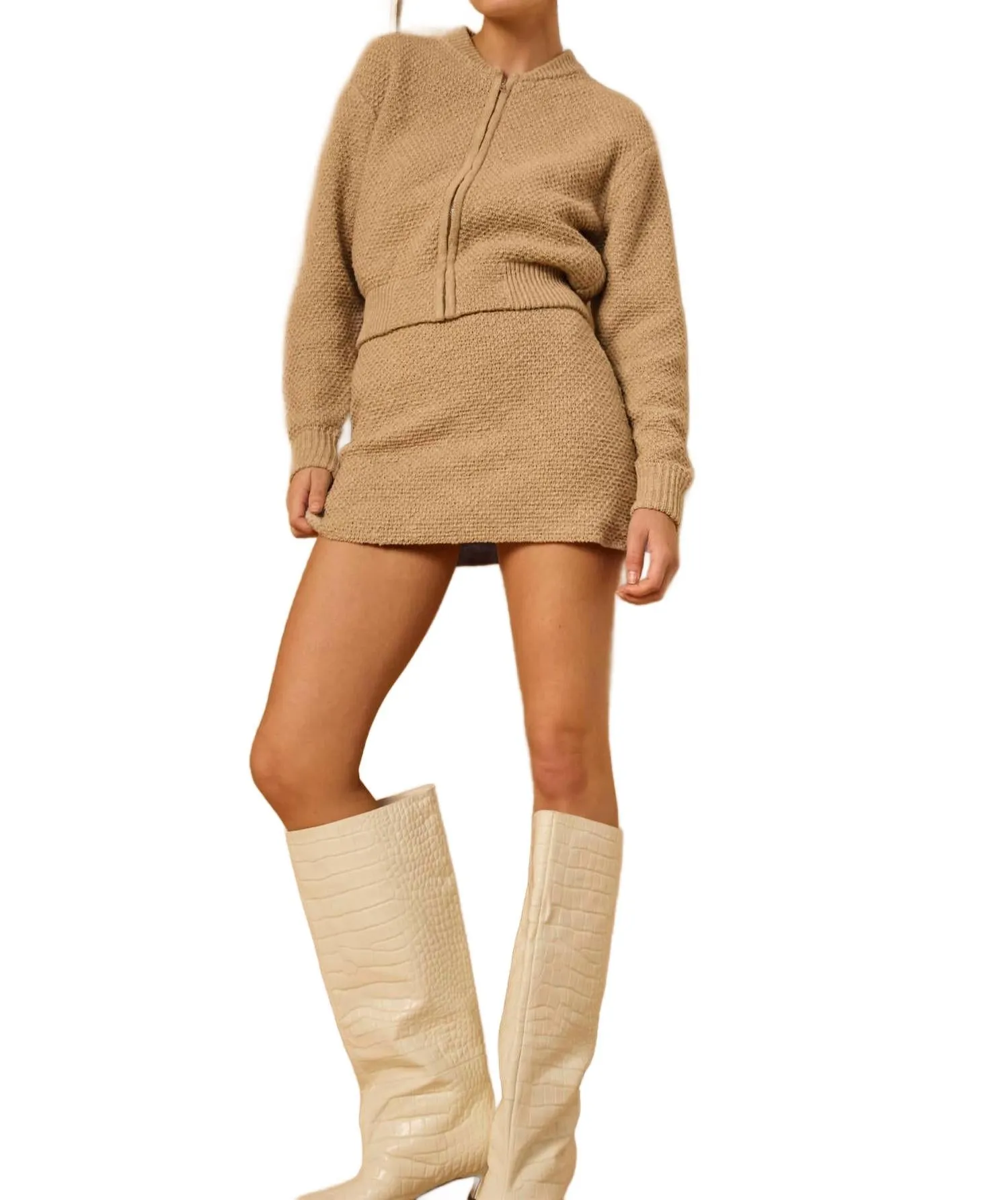Pier Knit Skirt In Taupe