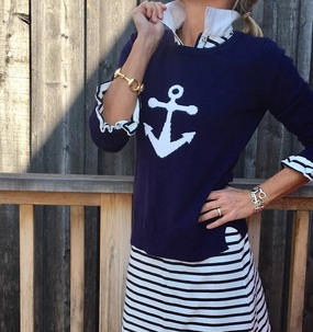 Pink Pineapple Anchor Sweater - Navy summer dresses best deals