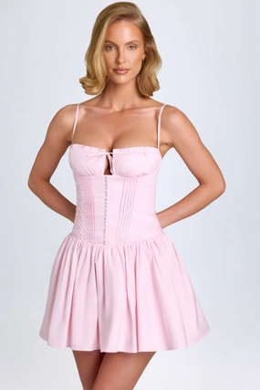 Pintucked Shirred Mini Dress in Blush Dresses - lace dresses best price