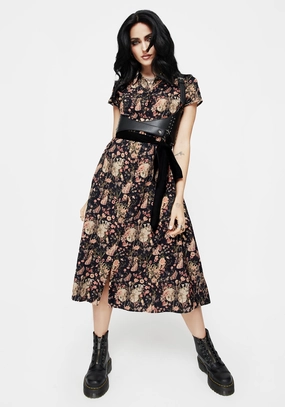 Pixie Floral Print Midi Shirt Dress Dresses Womens - wedding guest outfits