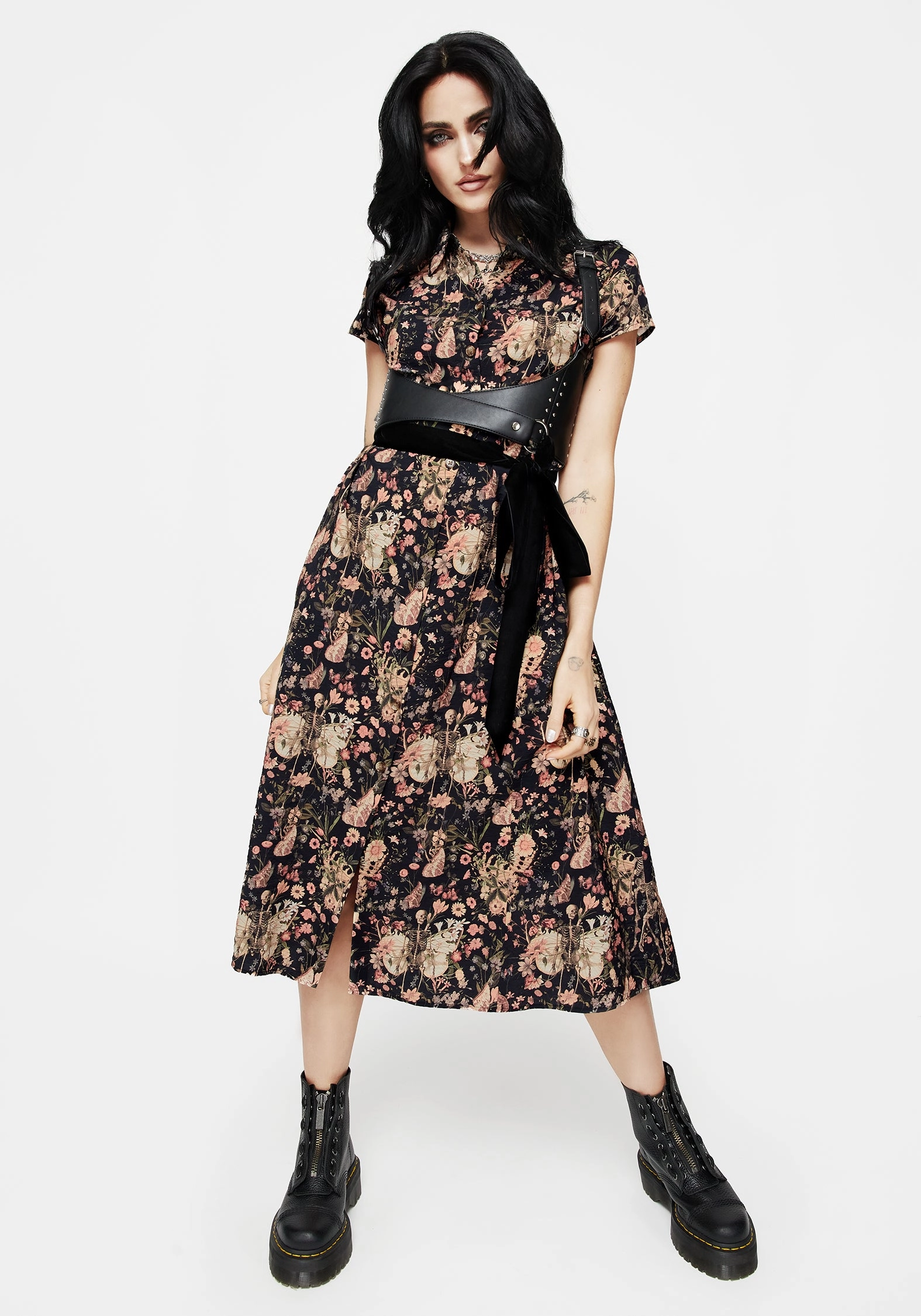 Pixie Floral Print Midi Shirt Dress Dresses Womens - summer dresses discount