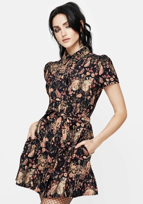 Pixie Floral Print Mini Shirt Dress Dresses Womens - summer dresses discount