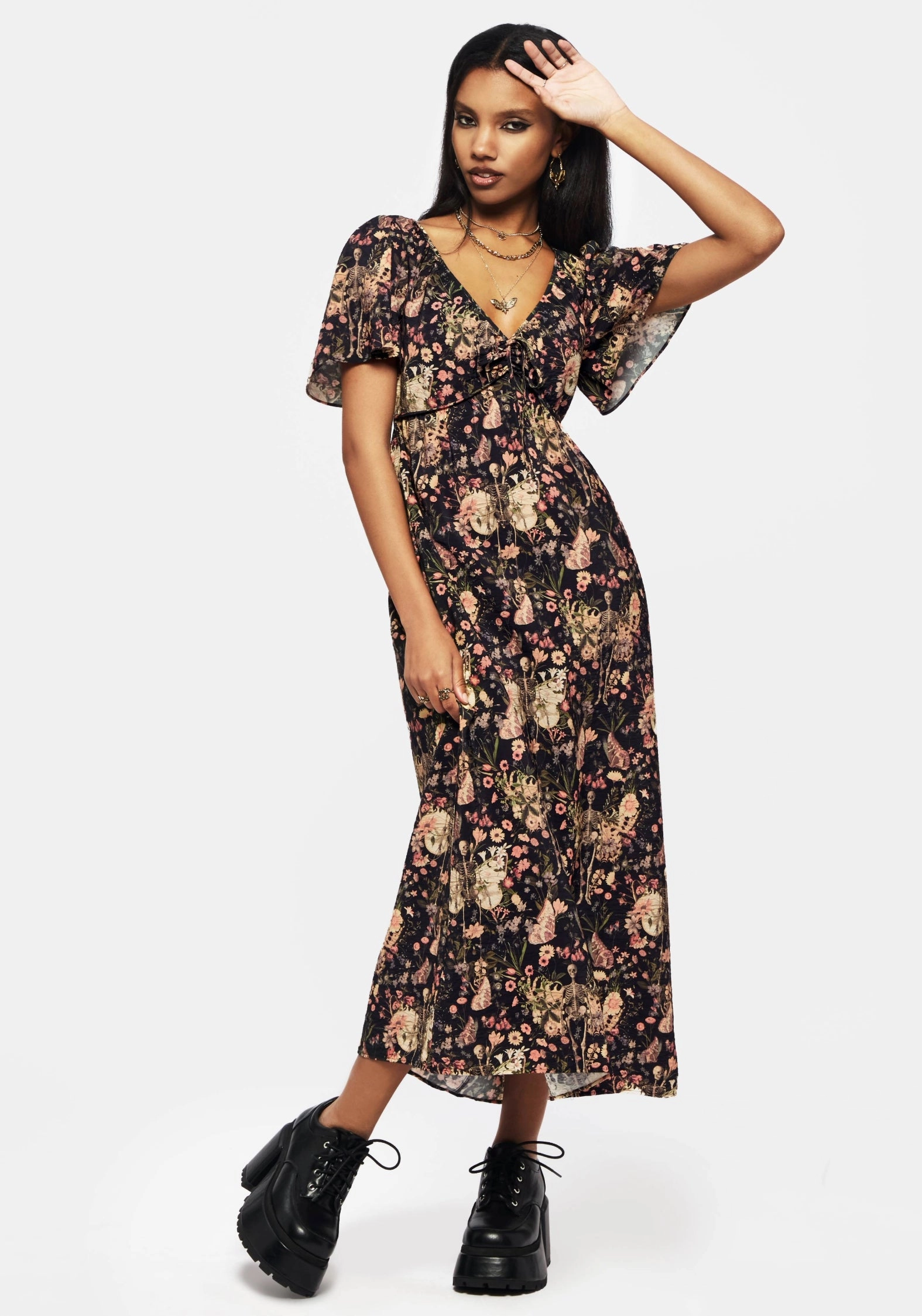Pixie Floral Print Tie Front Maxi Dress Dresses Womens - summer dresses discount