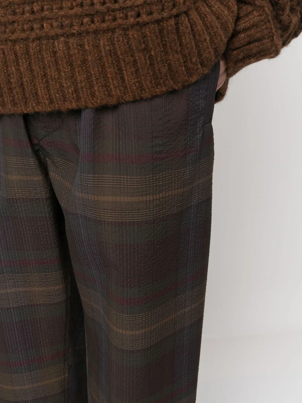 Plaid-Check Tapered Wool Trousers