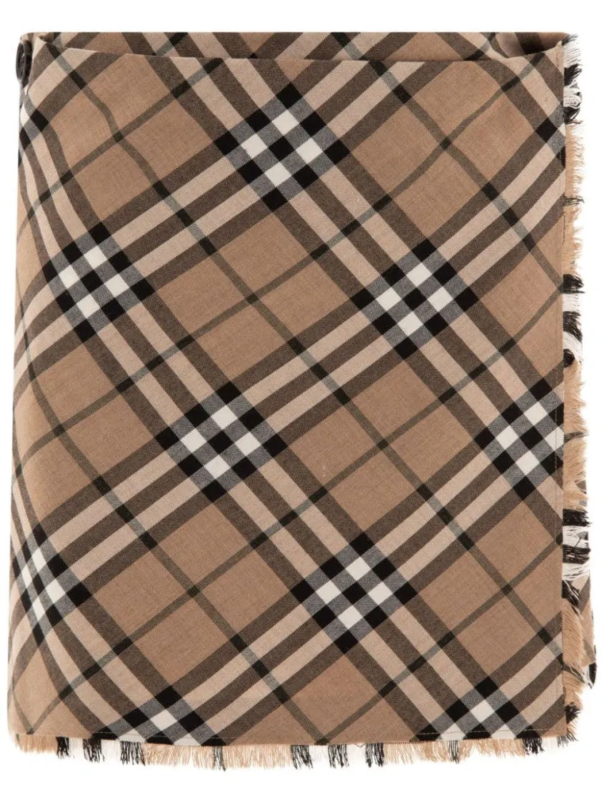 Plaid Skirt With Structured Silhouette And Belt Detail