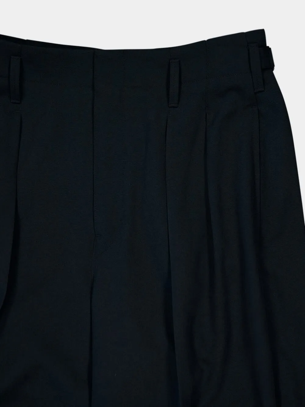 Pleated Tapered Wool Pants