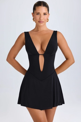 Plunge Cut-Out Mini Dress in Black Dresses - lace dresses best price