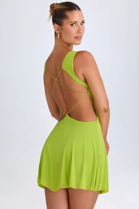 Plunge Cut-Out Mini Dress in Lime Green Dresses - wrap dresses discount
