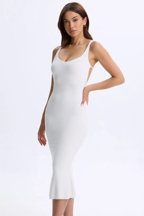 Plunge Open-Back Midaxi Dress in White Dresses - sundresses outlet
