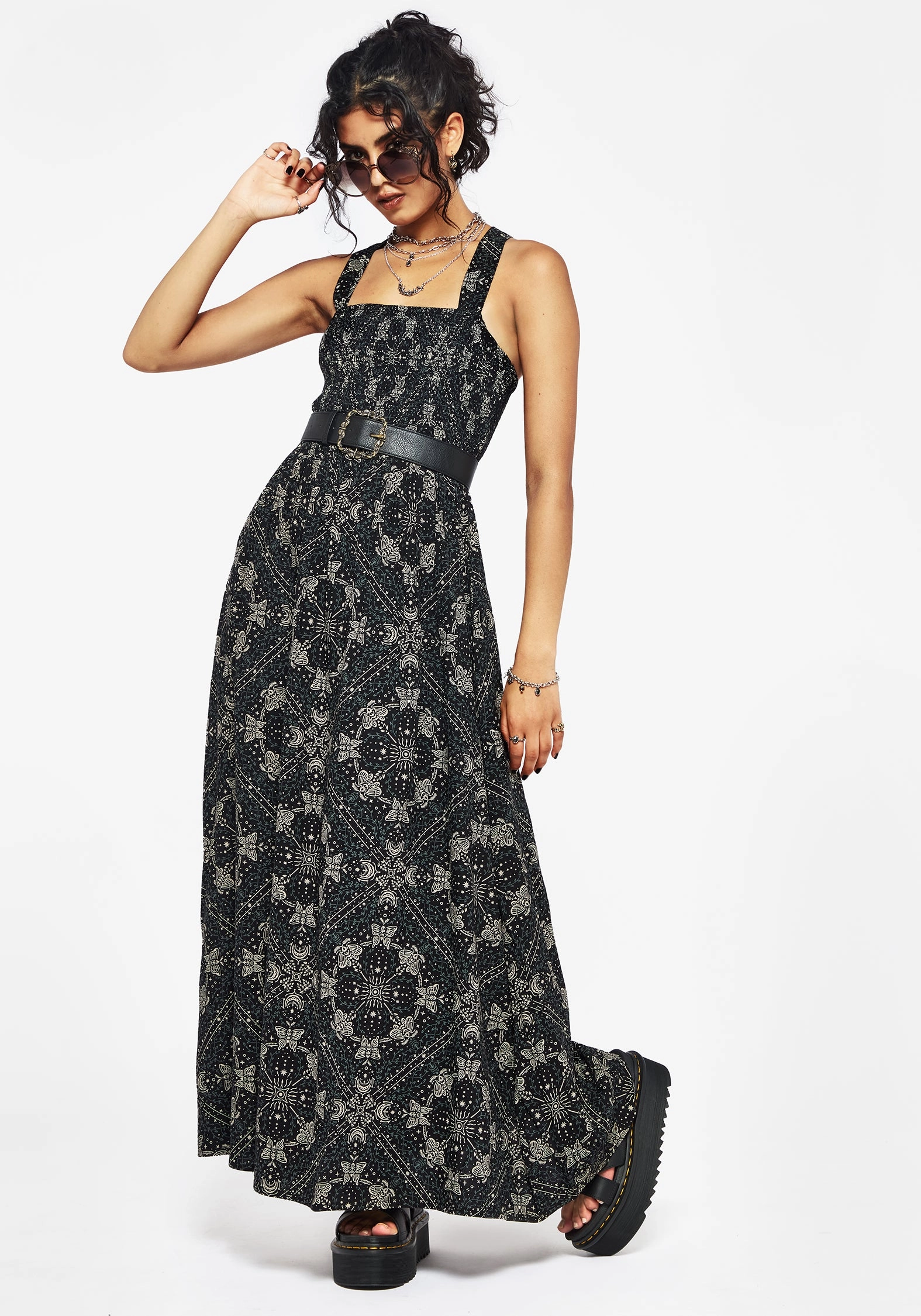 Poem Moth Print Cami Midaxi Dress Dresses Womens - wedding guest outfits