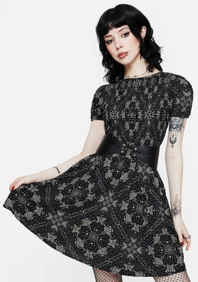 Poem Moth Print Puff Sleeve Mini Dress Dresses Womens - summer dresses discount