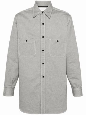 Pointed-Collar Cotton Shirt mens polos clearance