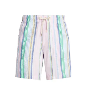 Polo Ralph Lauren 8 inch Relaxed Fit Seersucker Short Pink / Blue Multi mens shorts outlet store