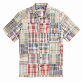 Polo Ralph Lauren Classic Fit Patchwork Madras Camp Shirt Key West Patchwork mens tank tops best deals