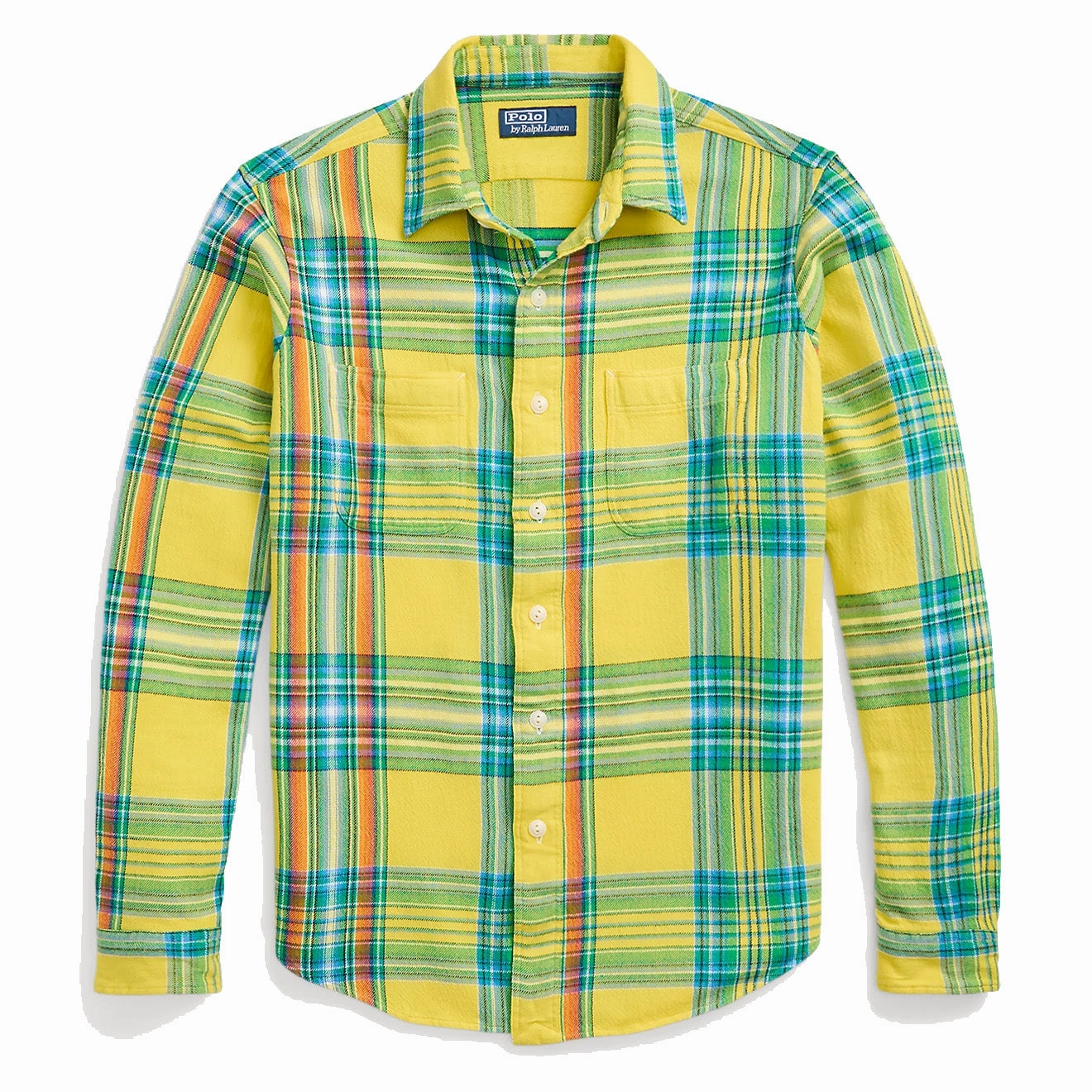 Polo Ralph Lauren Classic Fit Plaid Flannel Workshirt Yellow/Green Multi mens tank tops best deals