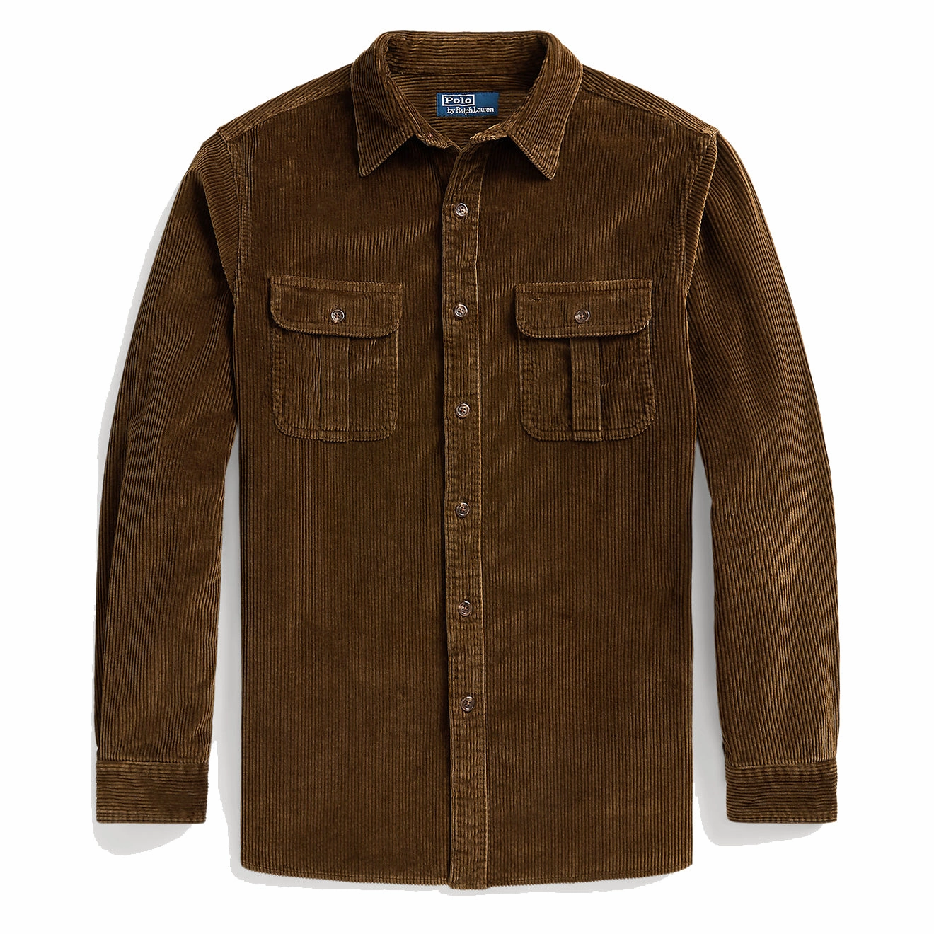 Polo Ralph Lauren Classic Fit Suede-Patch Corduroy Shirt York Brown mens tank tops best deals