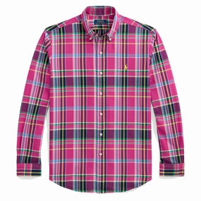 Polo Ralph Lauren Custom Fit Button Down Check Shirt Pink Navy Multi mens tank tops best deals