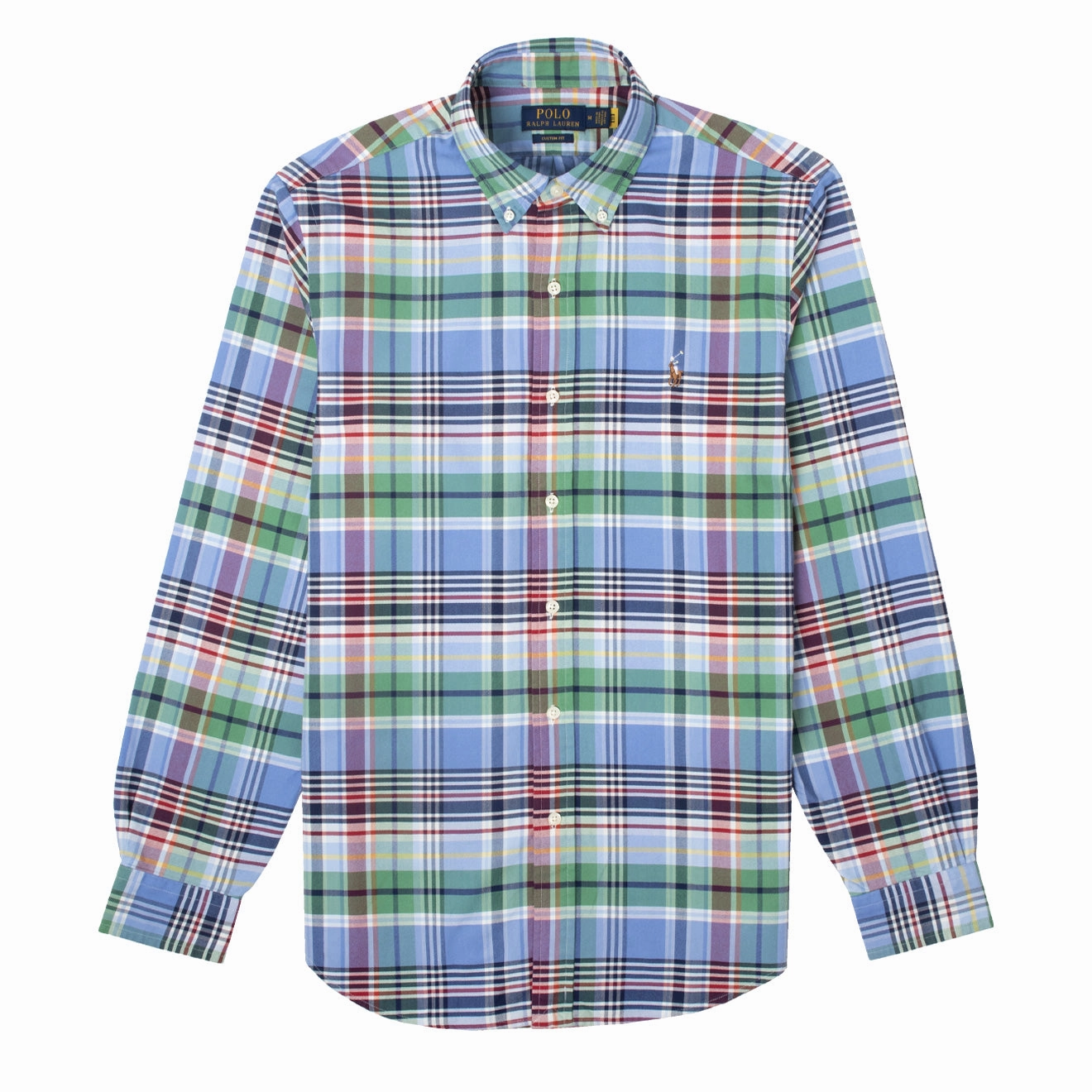 Polo Ralph Lauren Custom Fit Check L/S Shirt Blue / Green Multi mens tank tops best deals