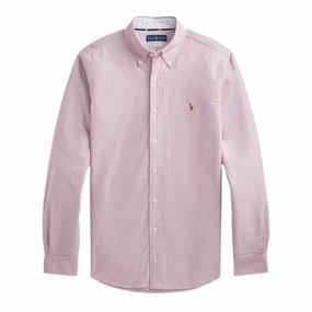 Polo Ralph Lauren Custom Fit Oxford Shirt Crimson / White mens tank tops best deals