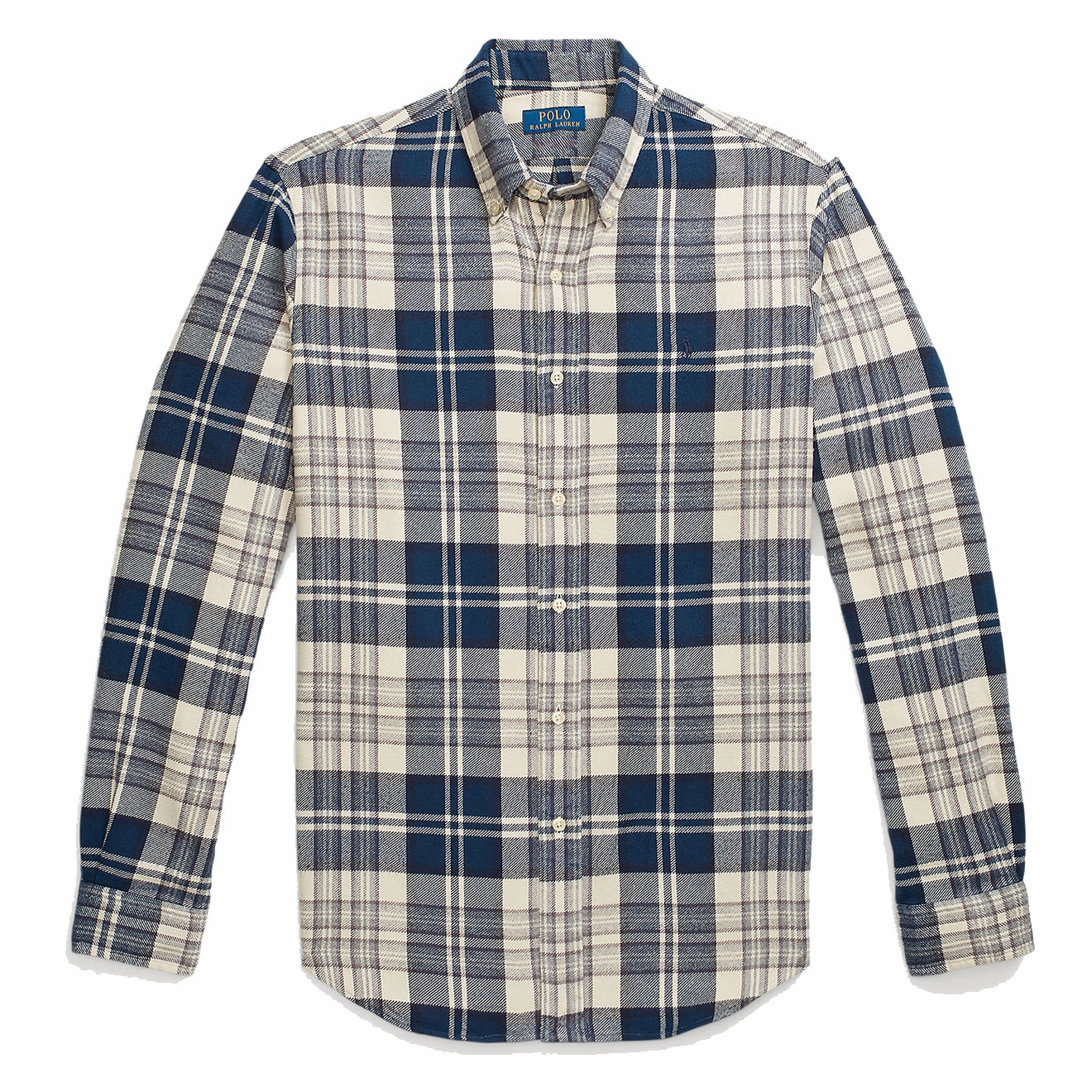 Polo Ralph Lauren Custom Fit Plaid Brushed Flannel Shirt Off White/Navy mens tank tops best deals