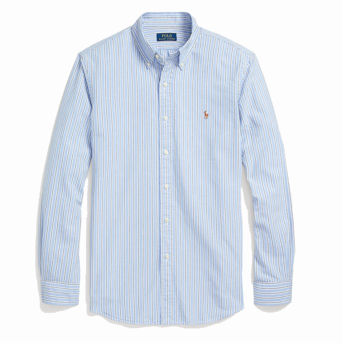 Polo Ralph Lauren Custom Fit Striped Oxford Shirt Blue/White Multi mens tank tops best deals