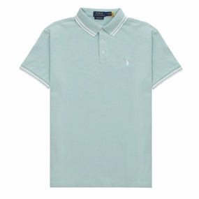 Polo Ralph Lauren Custom Slim Fit Contrast Polo Shirt Celadon / White mens t-shirts outlet