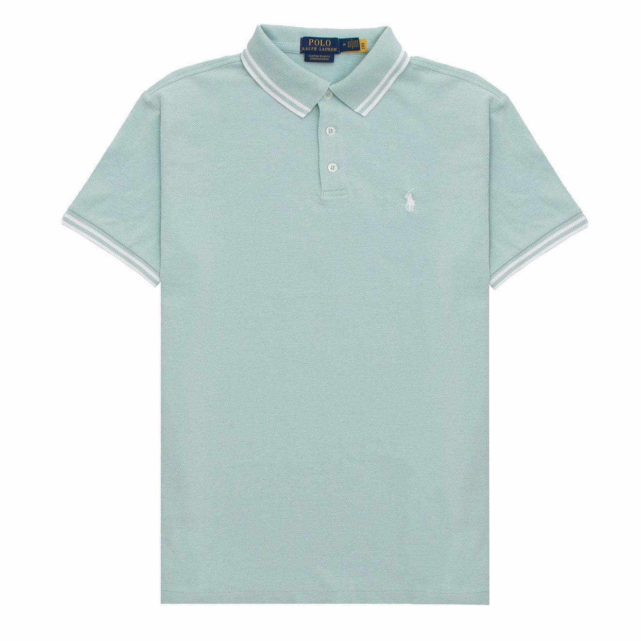 Polo Ralph Lauren Custom Slim Fit Contrast Polo Shirt Celadon / White mens t-shirts outlet