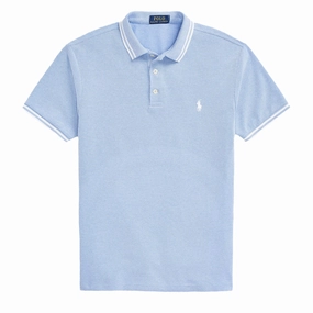 Polo Ralph Lauren Custom Slim Fit Contrast Polo Shirt New England Blue / White mens t-shirts outlet