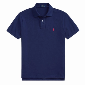 Polo Ralph Lauren Custom Slim Fit Mesh Polo Newport Navy mens t-shirts outlet